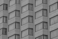 Symmetrical Building Windows in Black and White