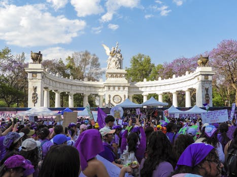 A photo of the Bhim Army's march in Madhya Pradesh regarding the Ambedkar statue controversy. National attention on the event.