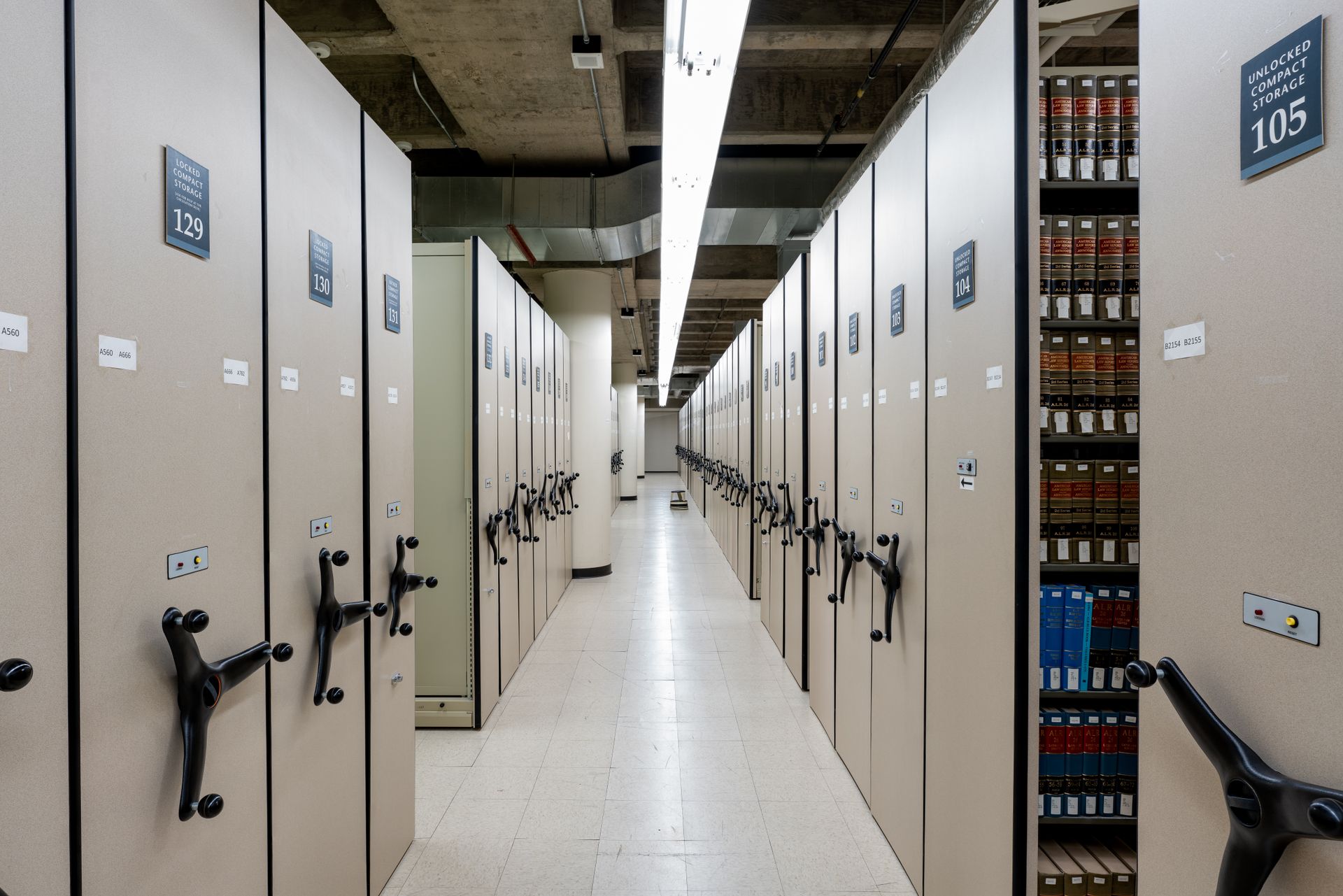 Bookshelves in a law library