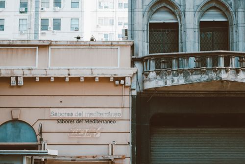 Free Facade of historic buildings in Buenos Aires, showcasing Mediterranean influences. Stock Photo