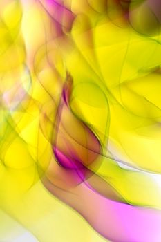Colorful abstract art featuring yellow and pink swirling patterns creating a dynamic visual.