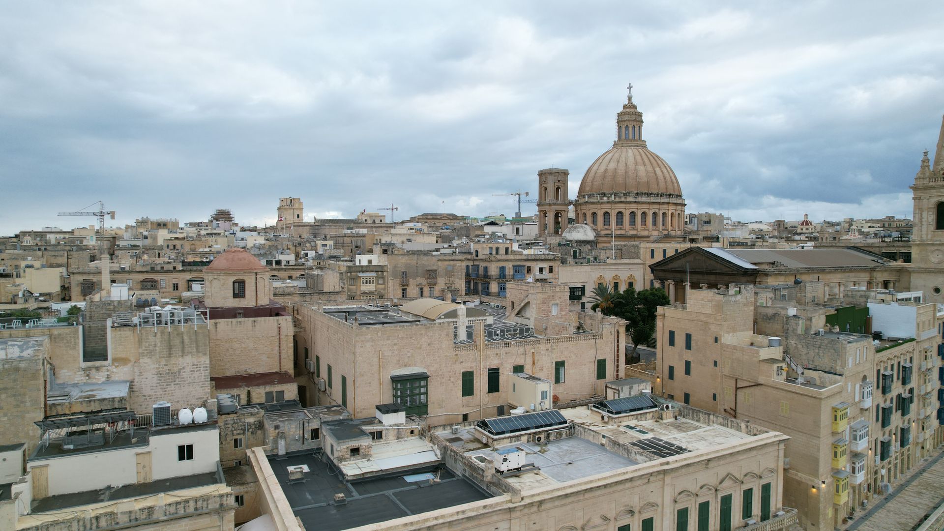 Valletta historic skyline with baroque architecture overlooking Grand Harbour