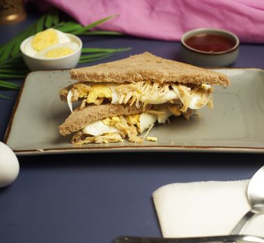 With Meat Egg Sandwich On Wheat Bread