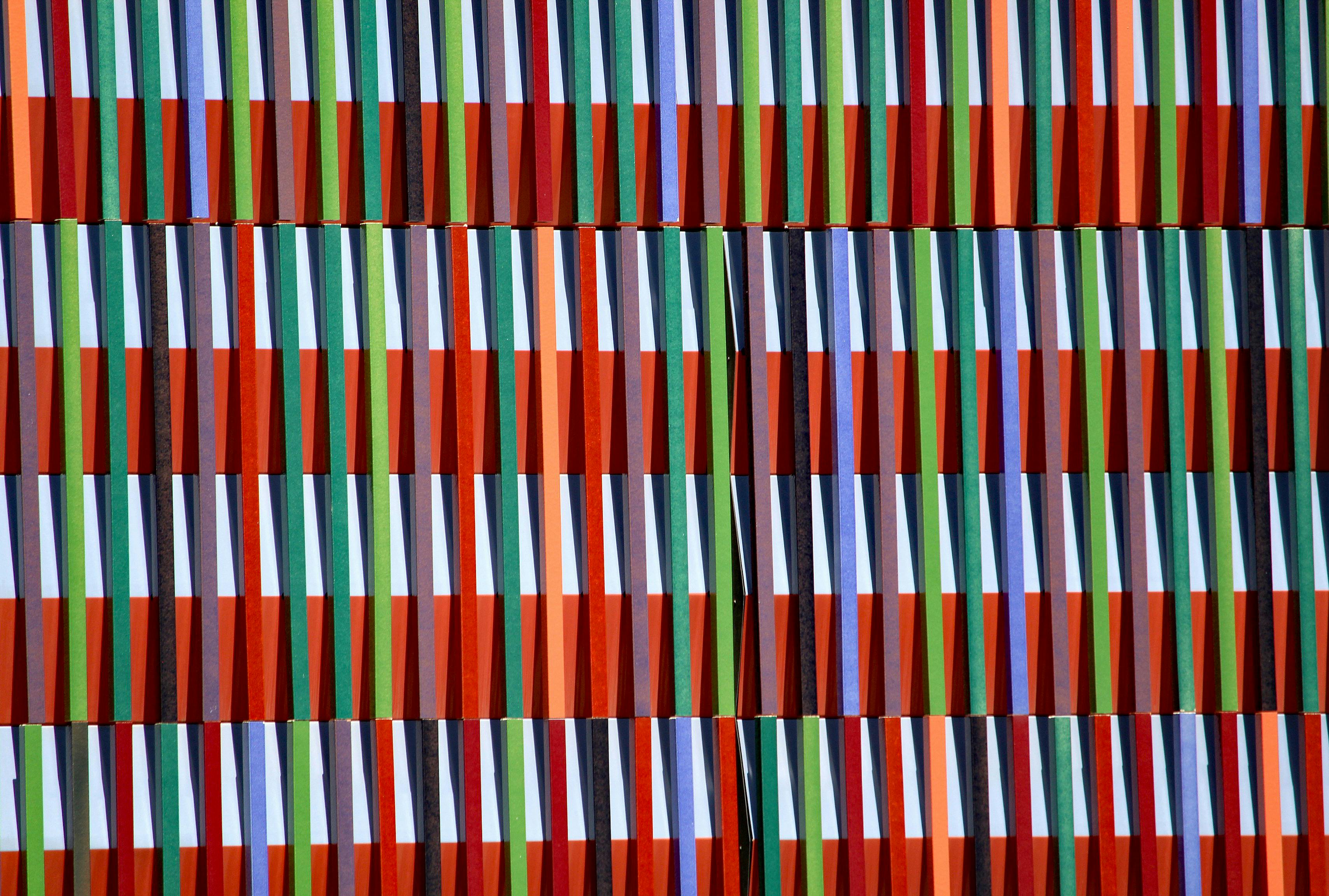 Vibrant and colorful facade of the Museum Brandhorst in Munich, showcasing modern architectural design.