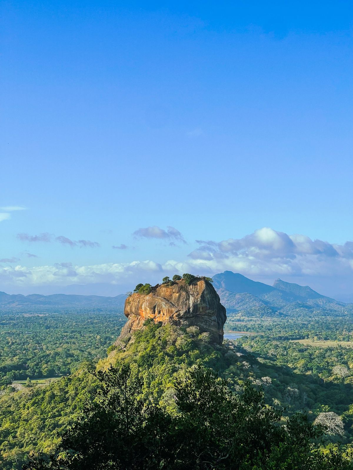 Sigiriya rock fortress rising from jungle