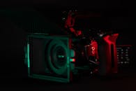 Professional Video Camera with Neon Lighting