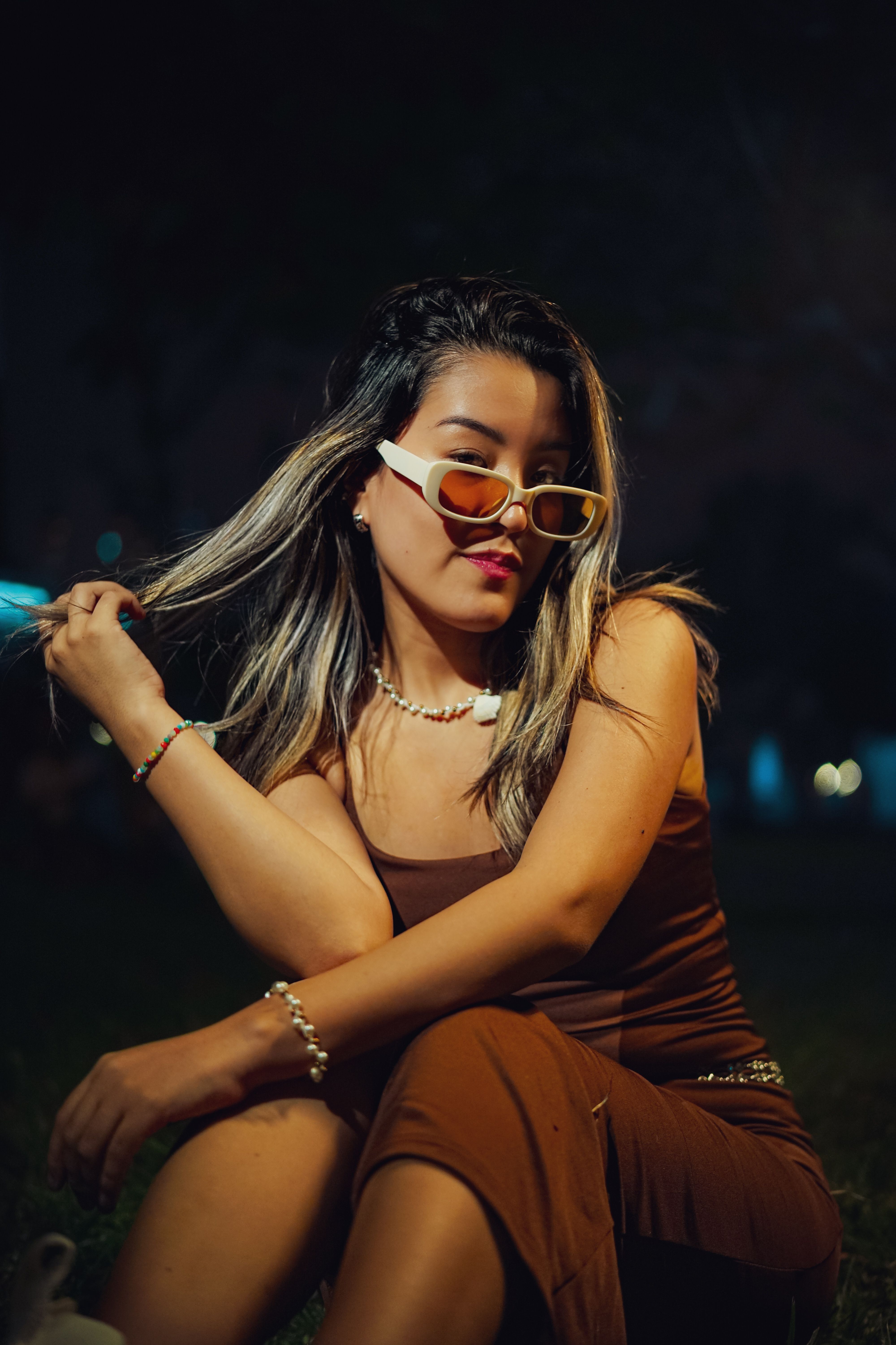 Stylish Woman Outdoors at Night · Free Stock Photo