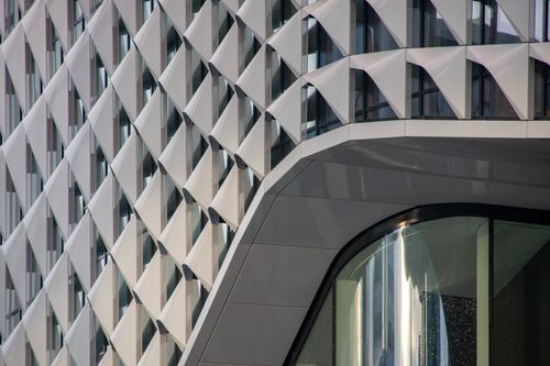 Free Close-up of modern architectural facade in Utrecht, highlighting geometric design. Stock Photo