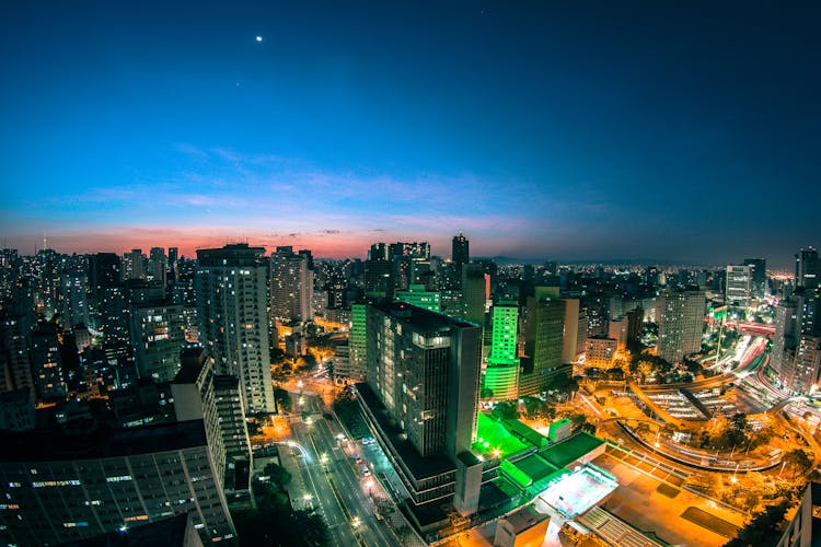 Aerial Photography Of Skyline At Night