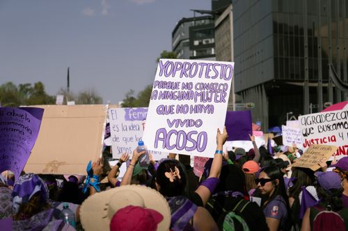 Free A vibrant protest in Mexico City for women's rights and empowerment. Stock Photo