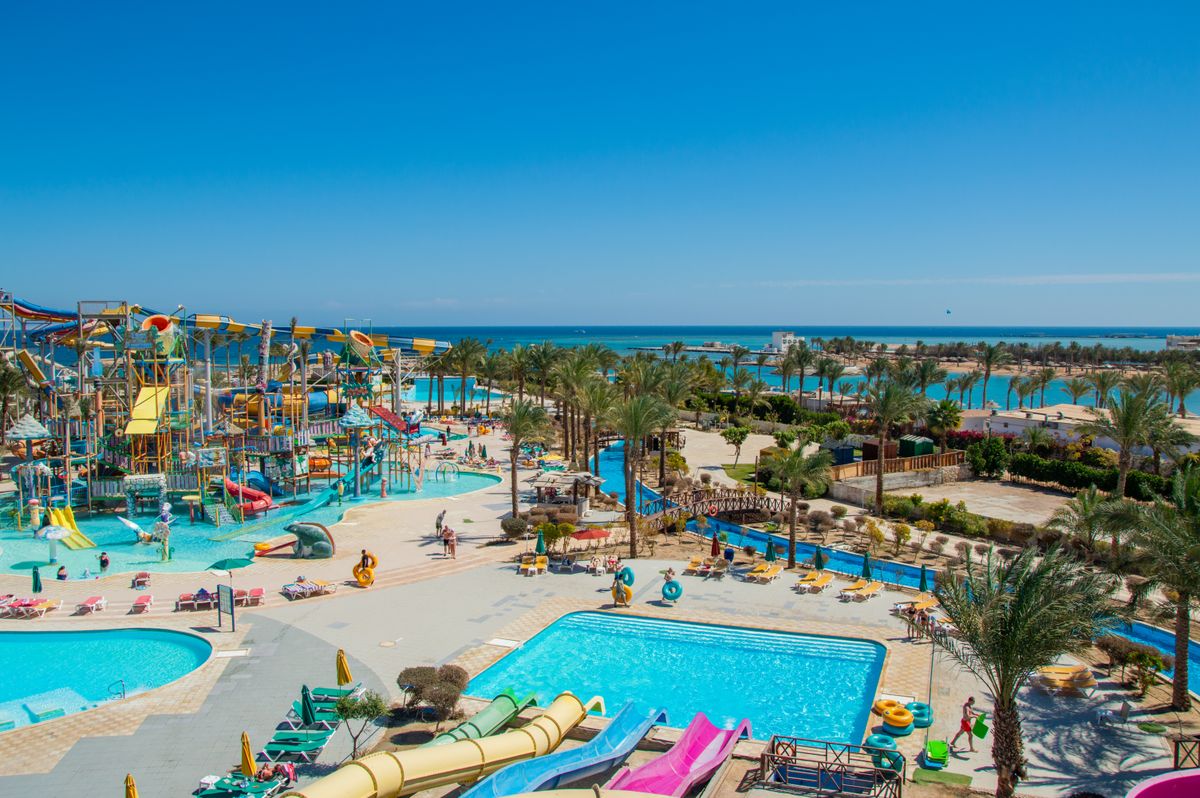 Hurghada - aquapark de resort pe malul mării, văzut de sus