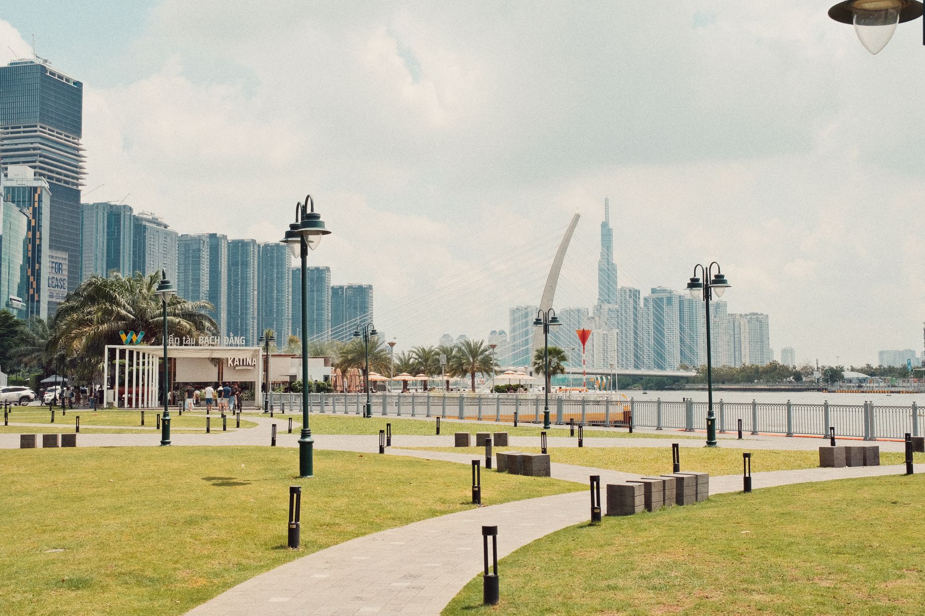 Skyline view of Ho Chi Minh City with green park and urban landscape.