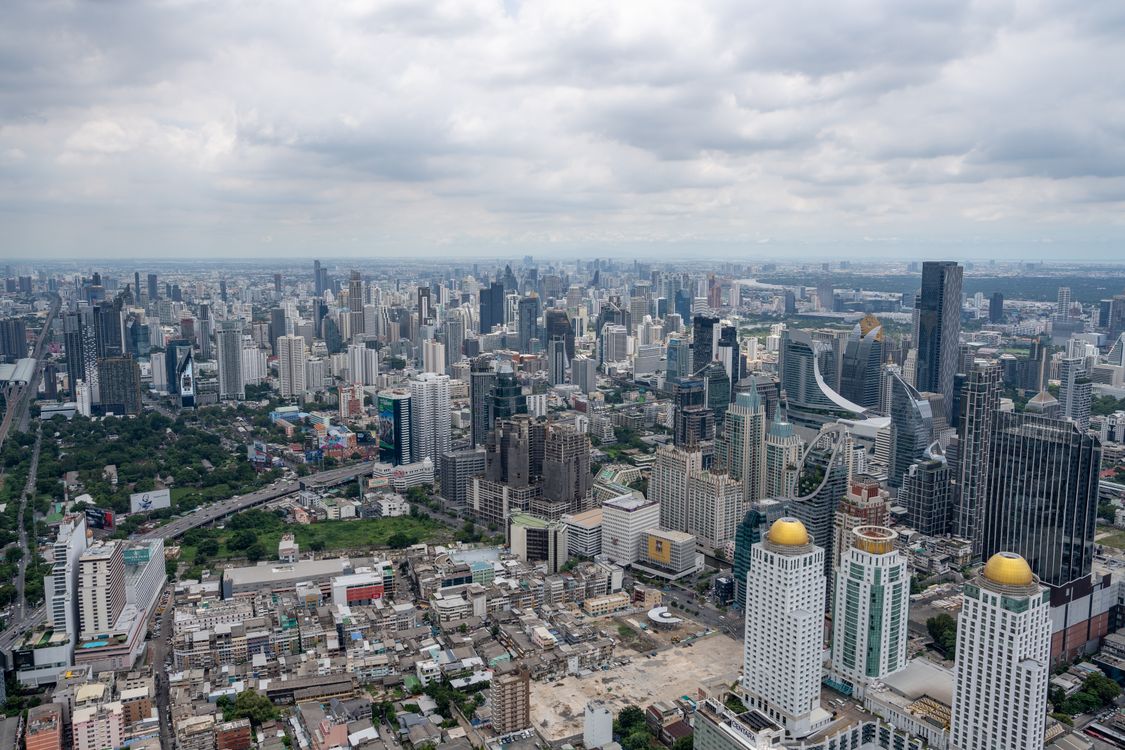 Aerial View of Bangkok Cityscape on a Cloudy Day · Free Stock Photo