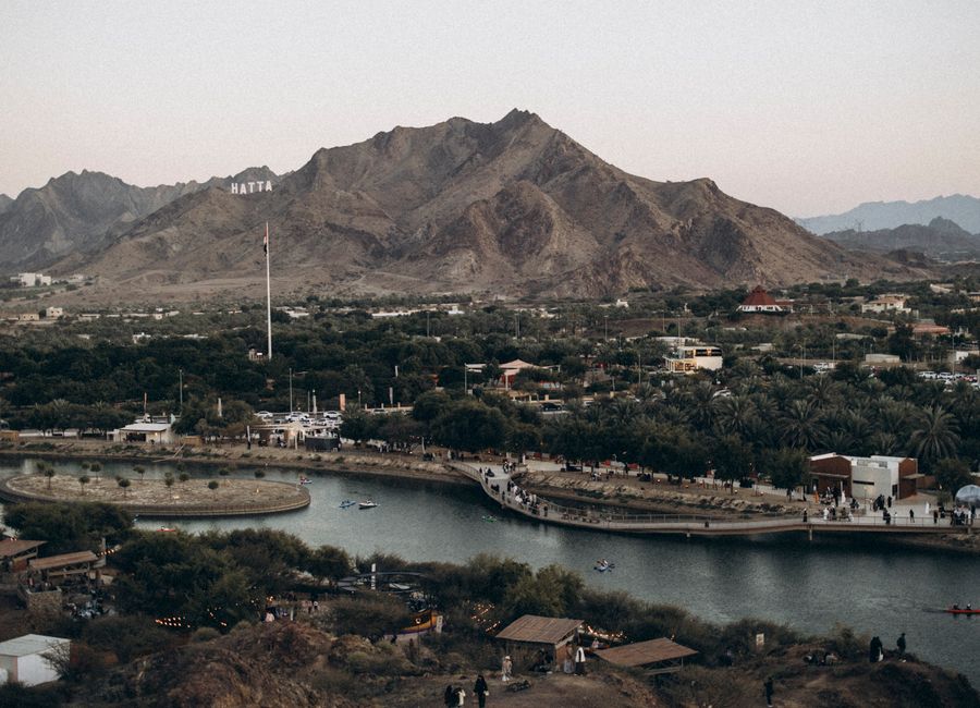 Explore the breathtaking landscape of Hatta Lake and mountains in Dubai, UAE.