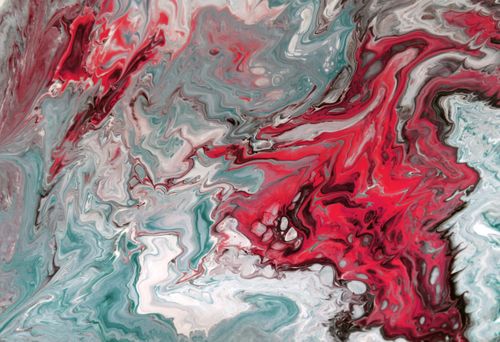 Free Vibrant abstract fluid art with red and turquoise colors. Perfect for modern decor. Stock Photo