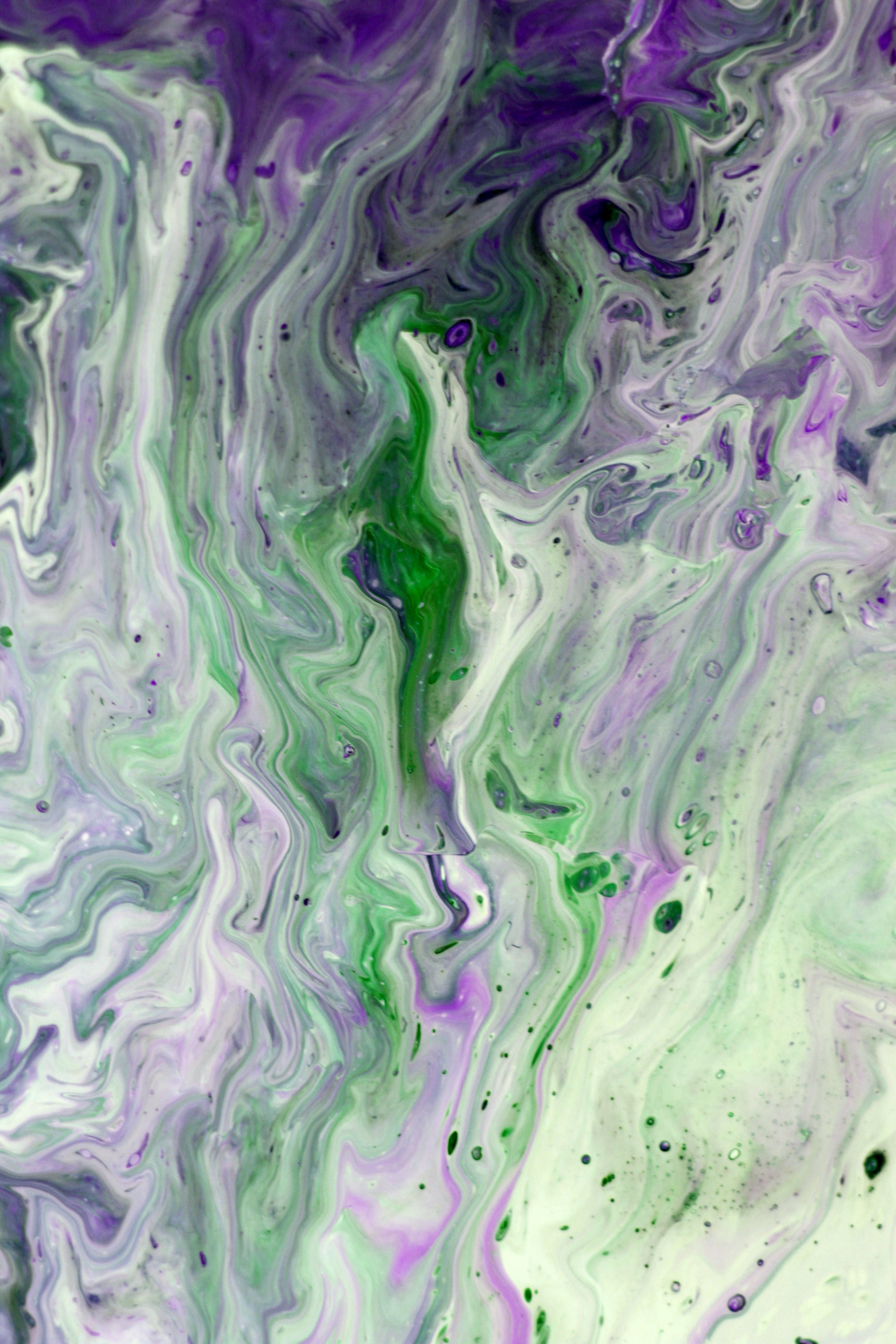 Vibrant Abstract Art with Green and Purple Swirls · Free Stock Photo