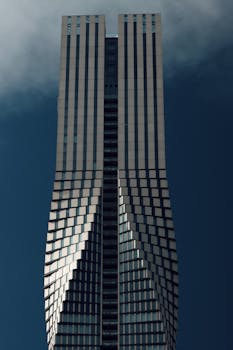 A striking view of the modern skyscraper in Gothenburg, showcasing innovative architecture against a deep sky.
