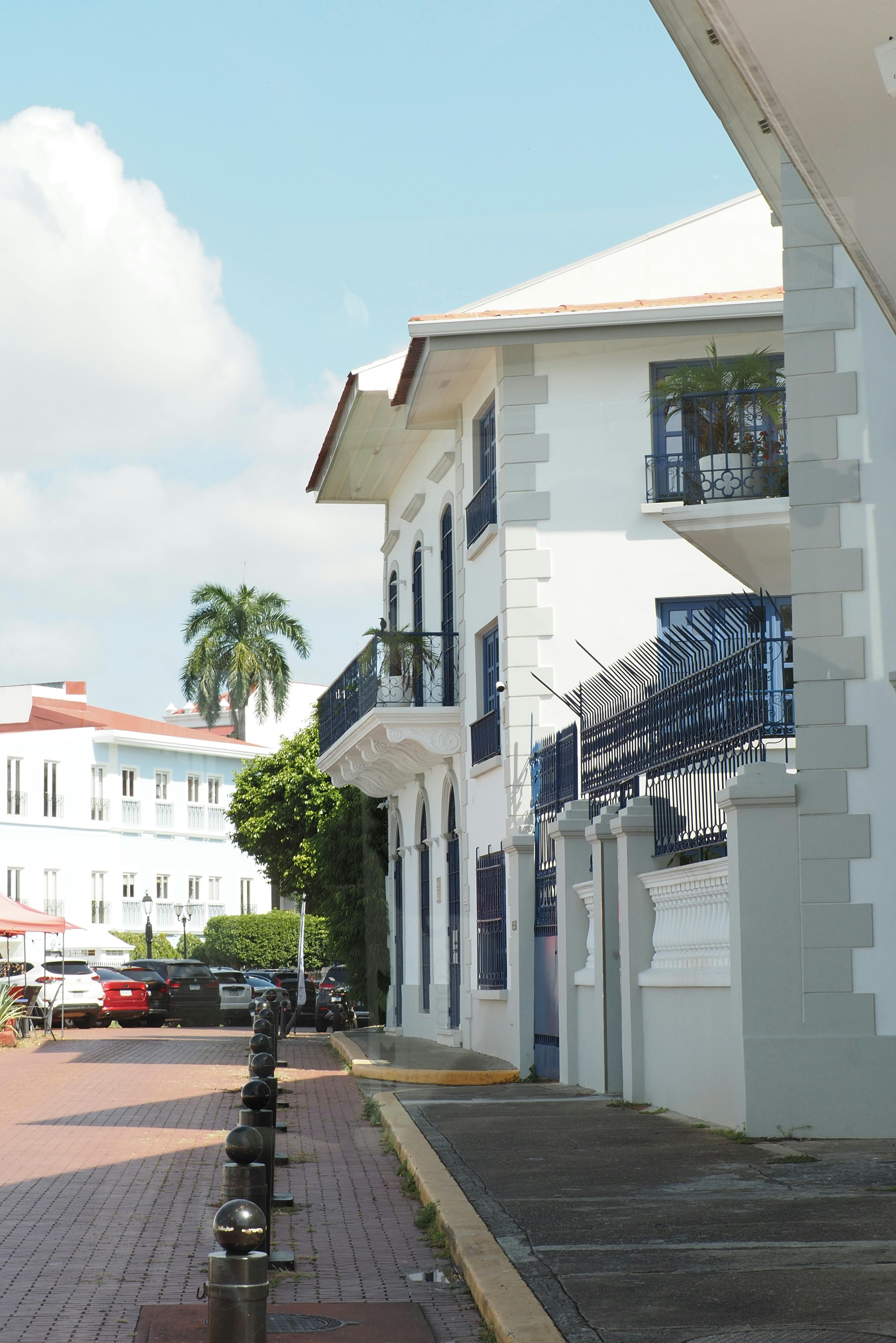Classic colonial architecture in a sunny street of Panama City, Panama.
