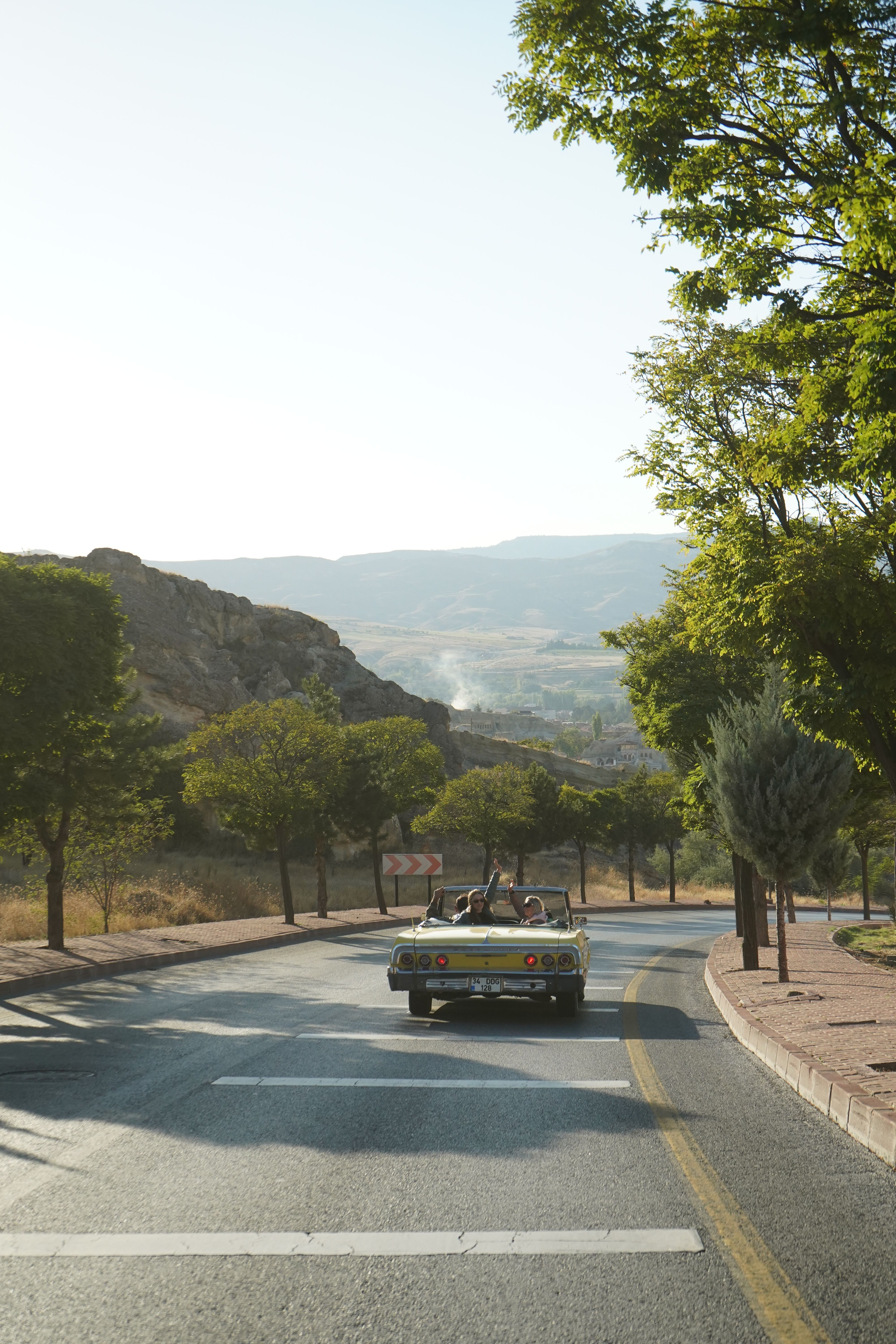 Vintage Convertible on Scenic Mountain Road · Free Stock Photo