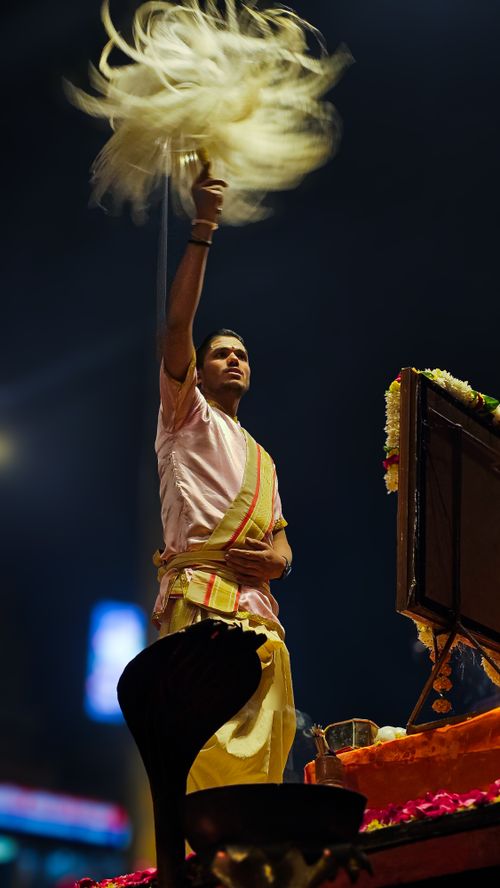 Priest performing aarti