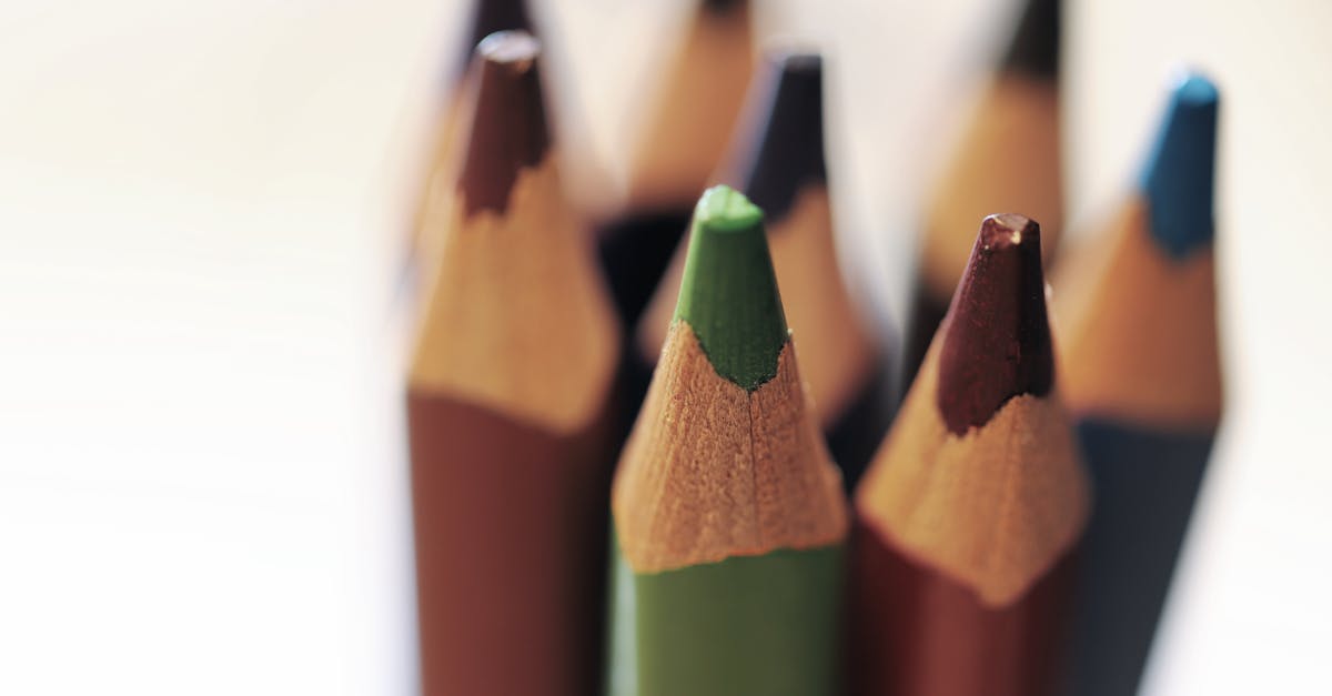 Close-up view of sharpened colorful wooden pencils arranged together.