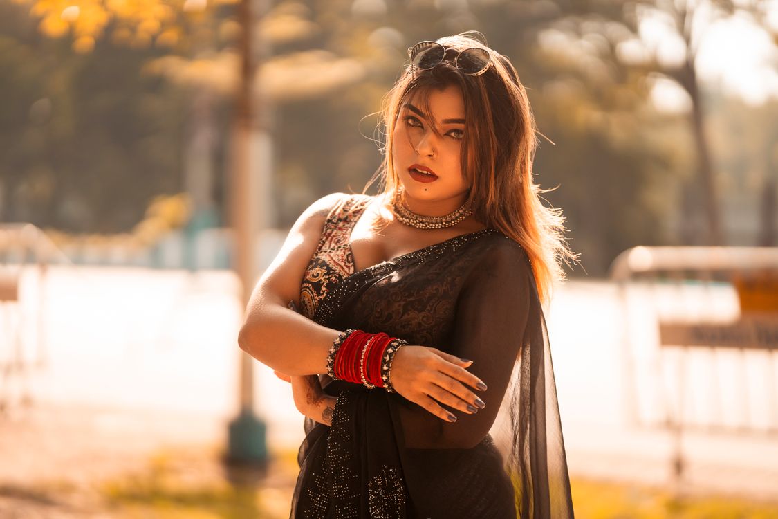 Stylish Portrait of Woman in Traditional Indian Attire · Free Stock Photo