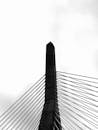 Dramatic Black and White Suspension Bridge Tower