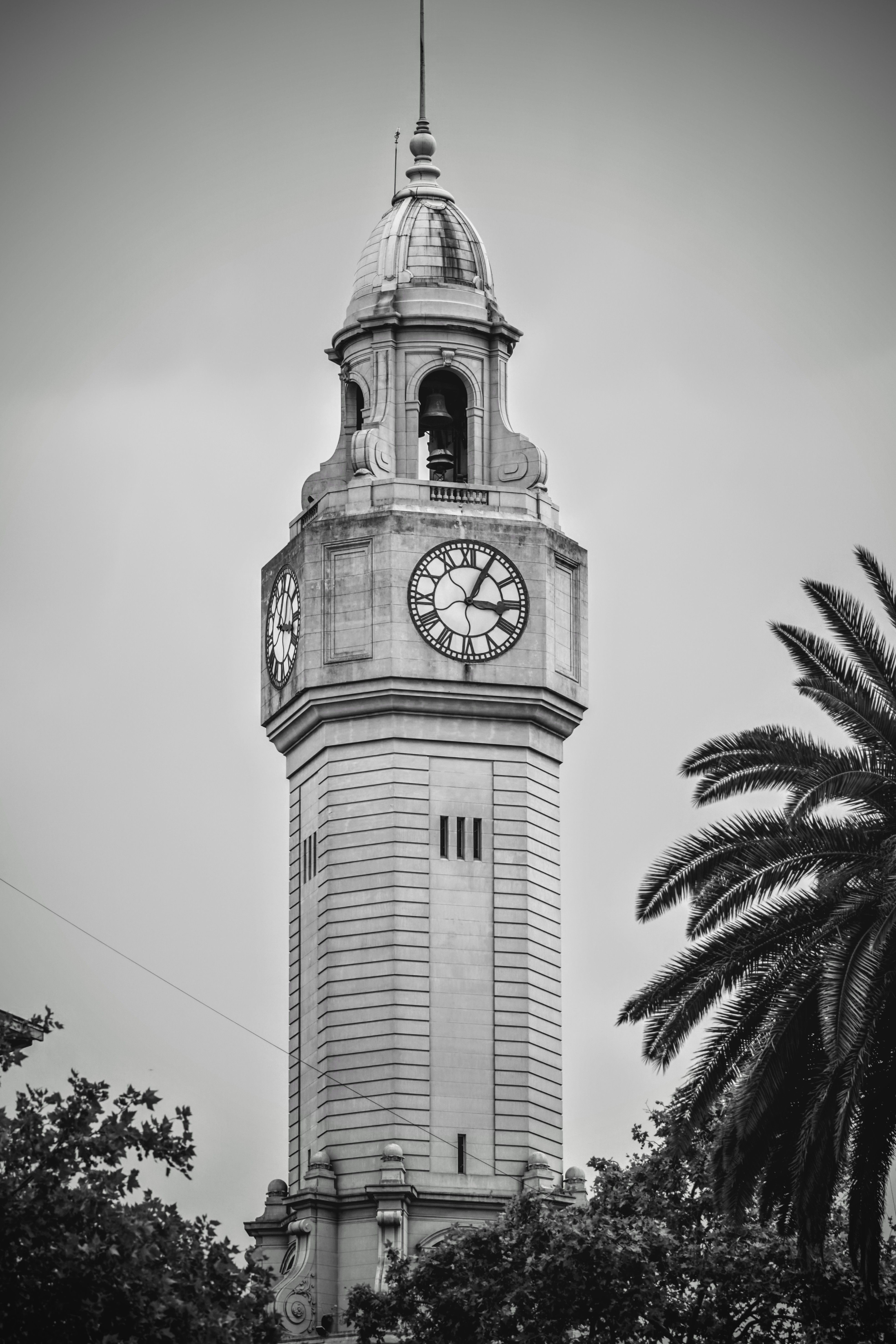 Vintage Black and White Clock Tower Photo · Free Stock Photo