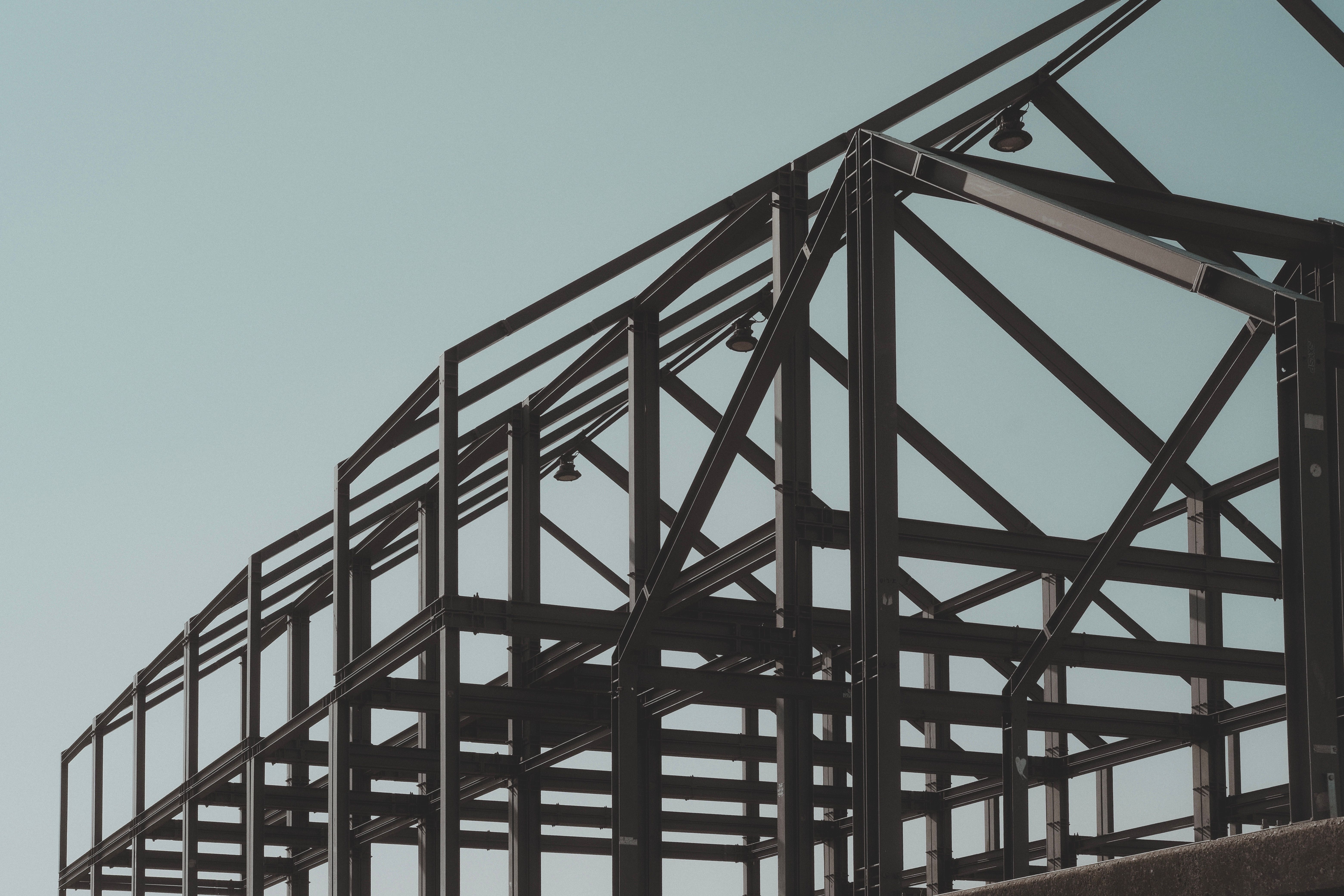 Steel frame building erection
