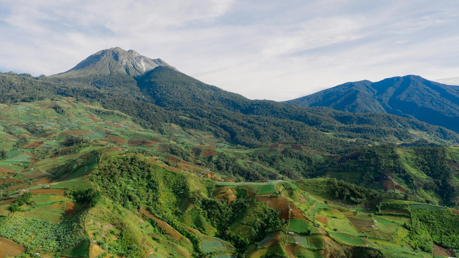 Aerial view showcasing the lush landscapes of Mt. Apo in the Davao Region, Philippines.