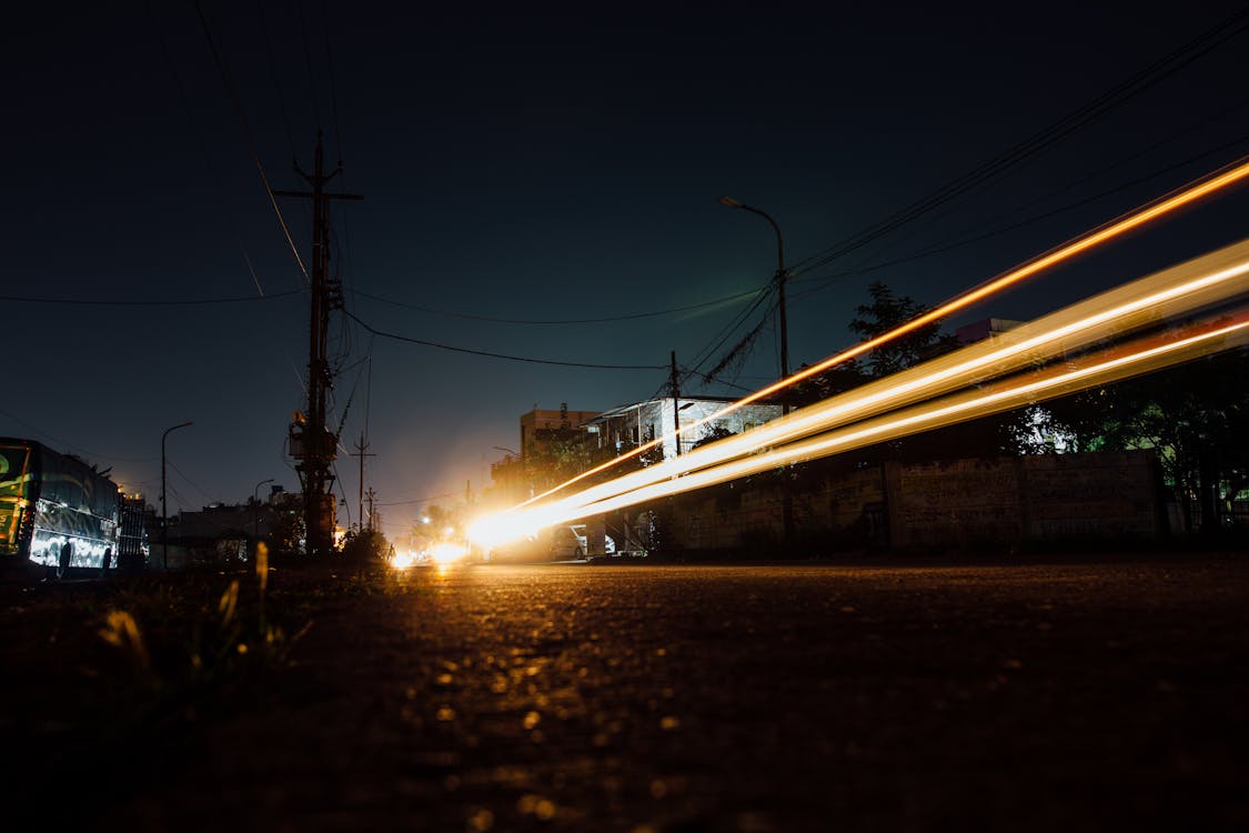 Time-Lapse Photography of Road During Night