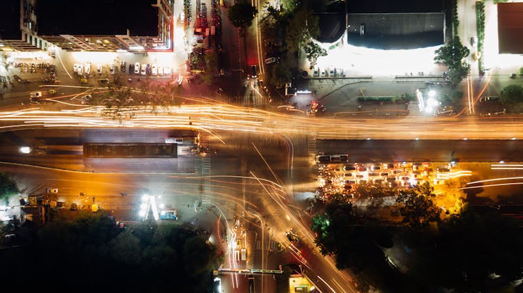 Time Lapse Photography Of Road During Night