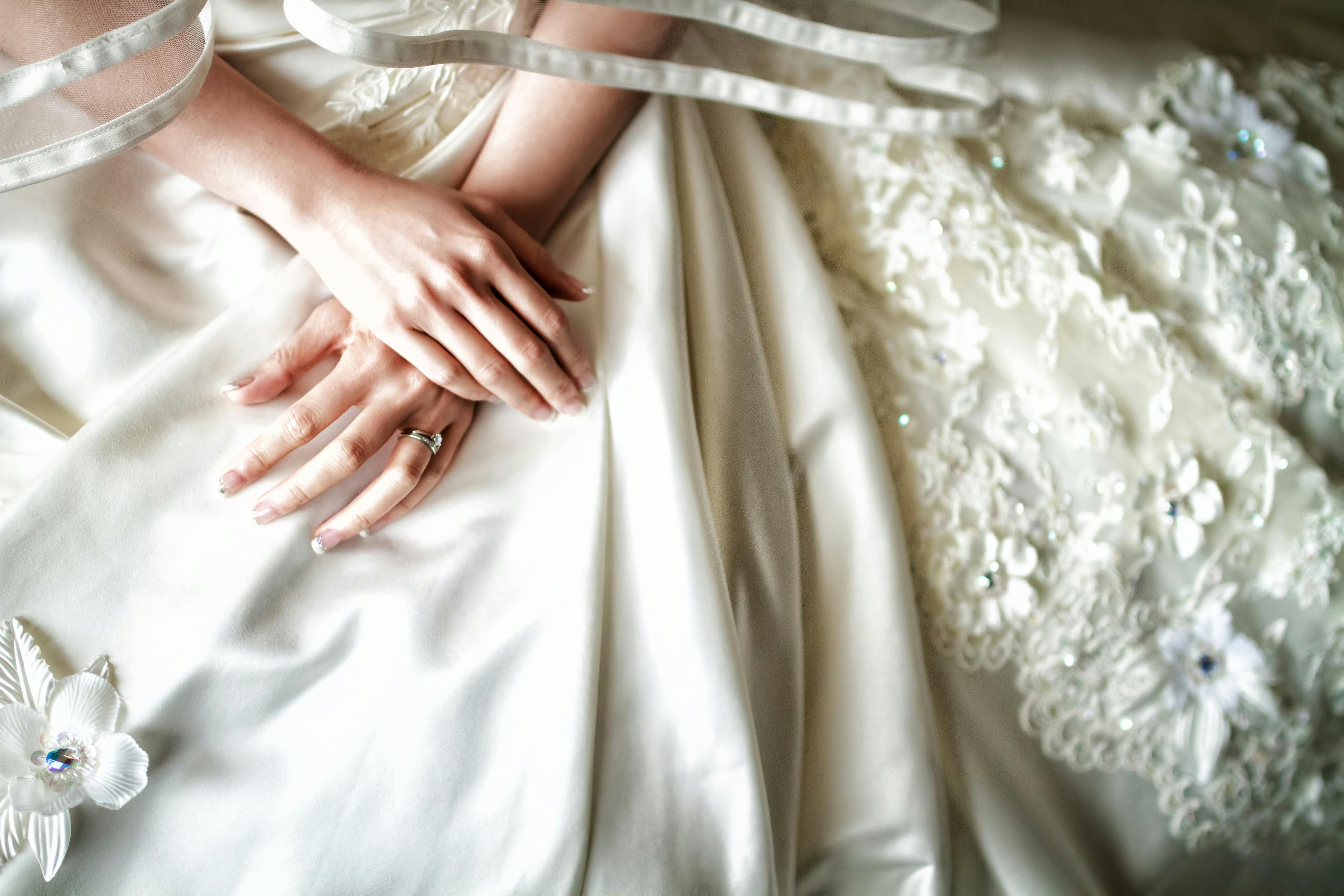 Intricate lace and beading on a wedding dress - wedding dress cleaning