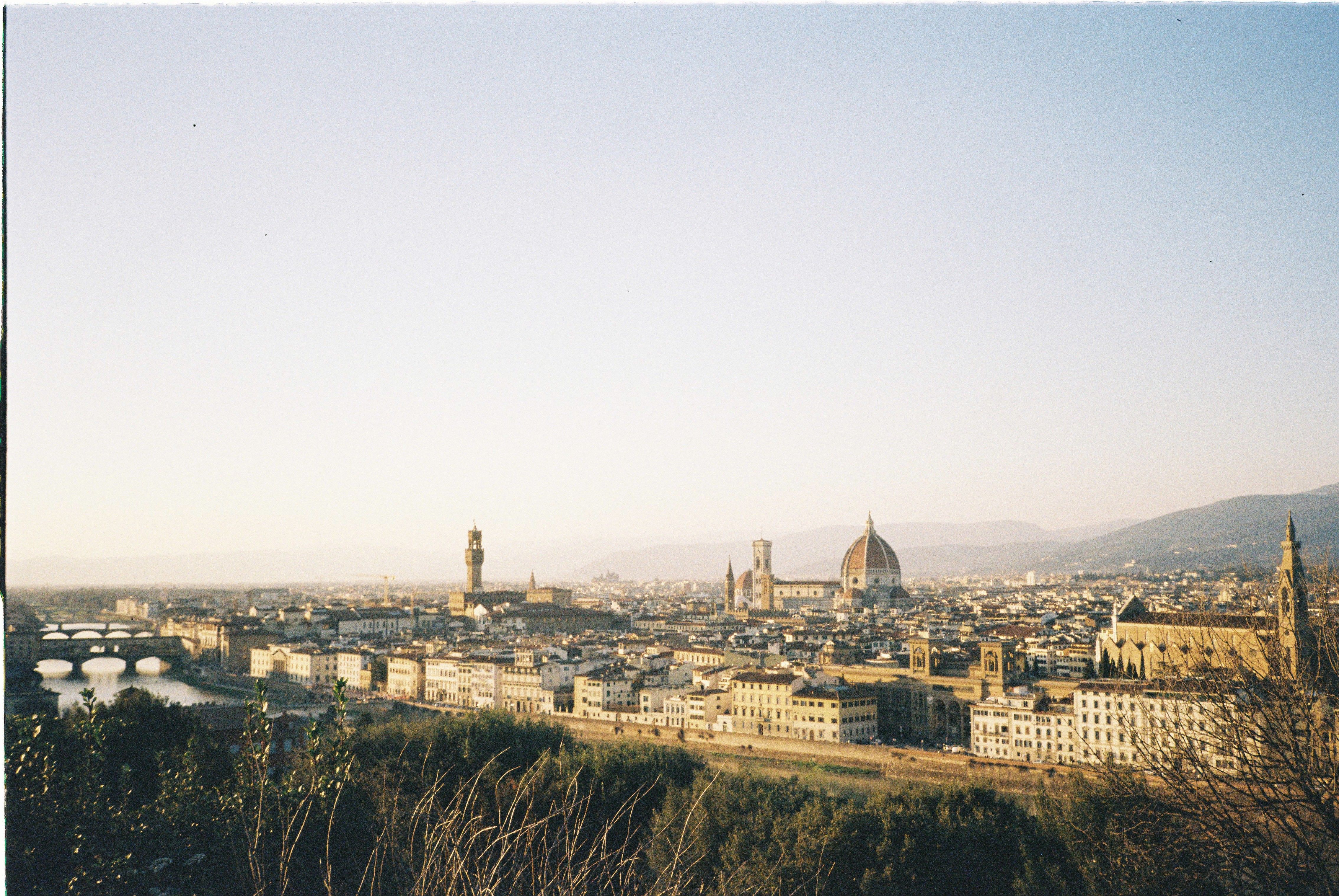 Beautiful view of Florence cityscape showcasing the iconic Duomo cathedral at sunset.