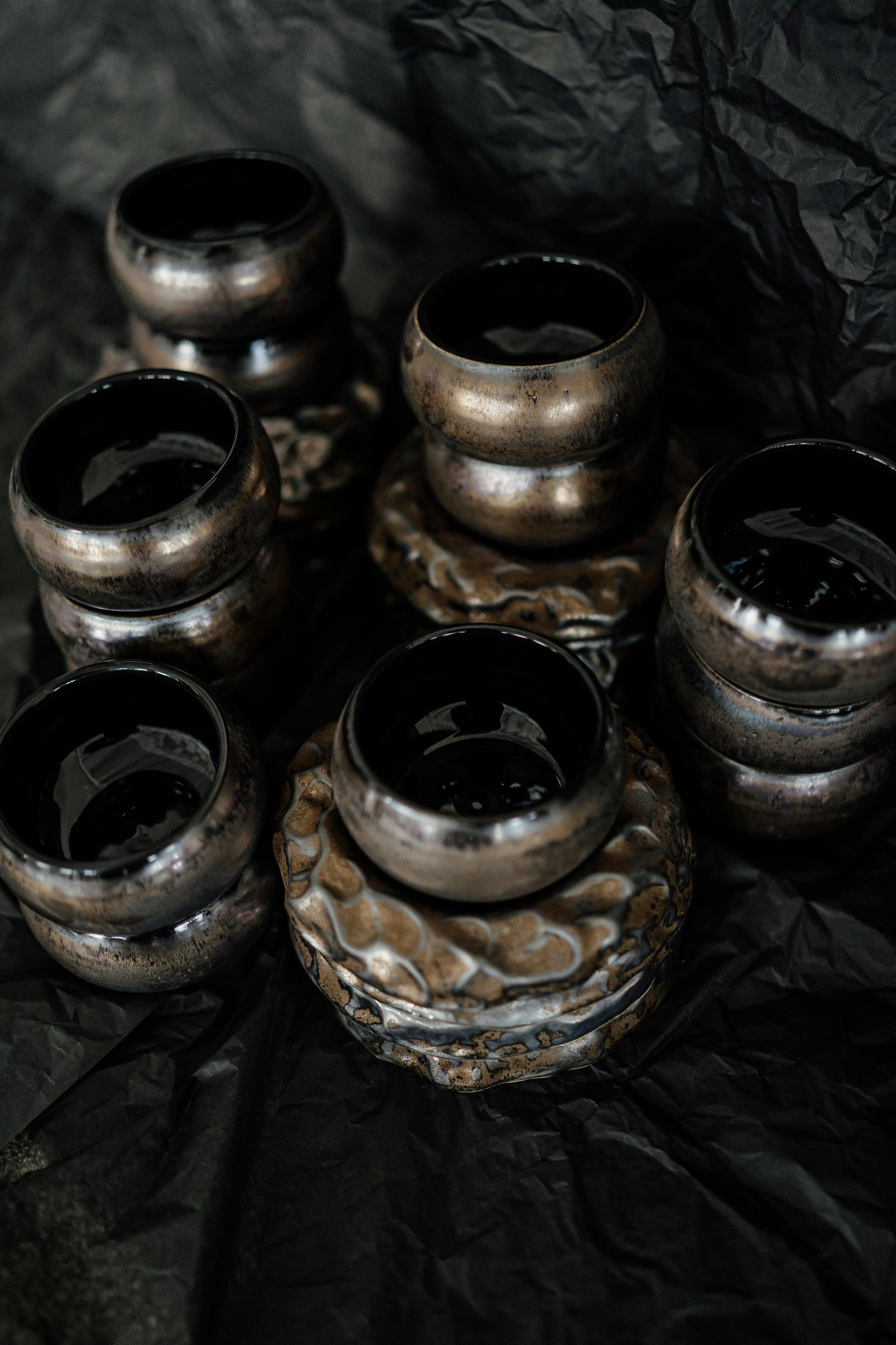 Handcrafted earthenware terracotta pottery display