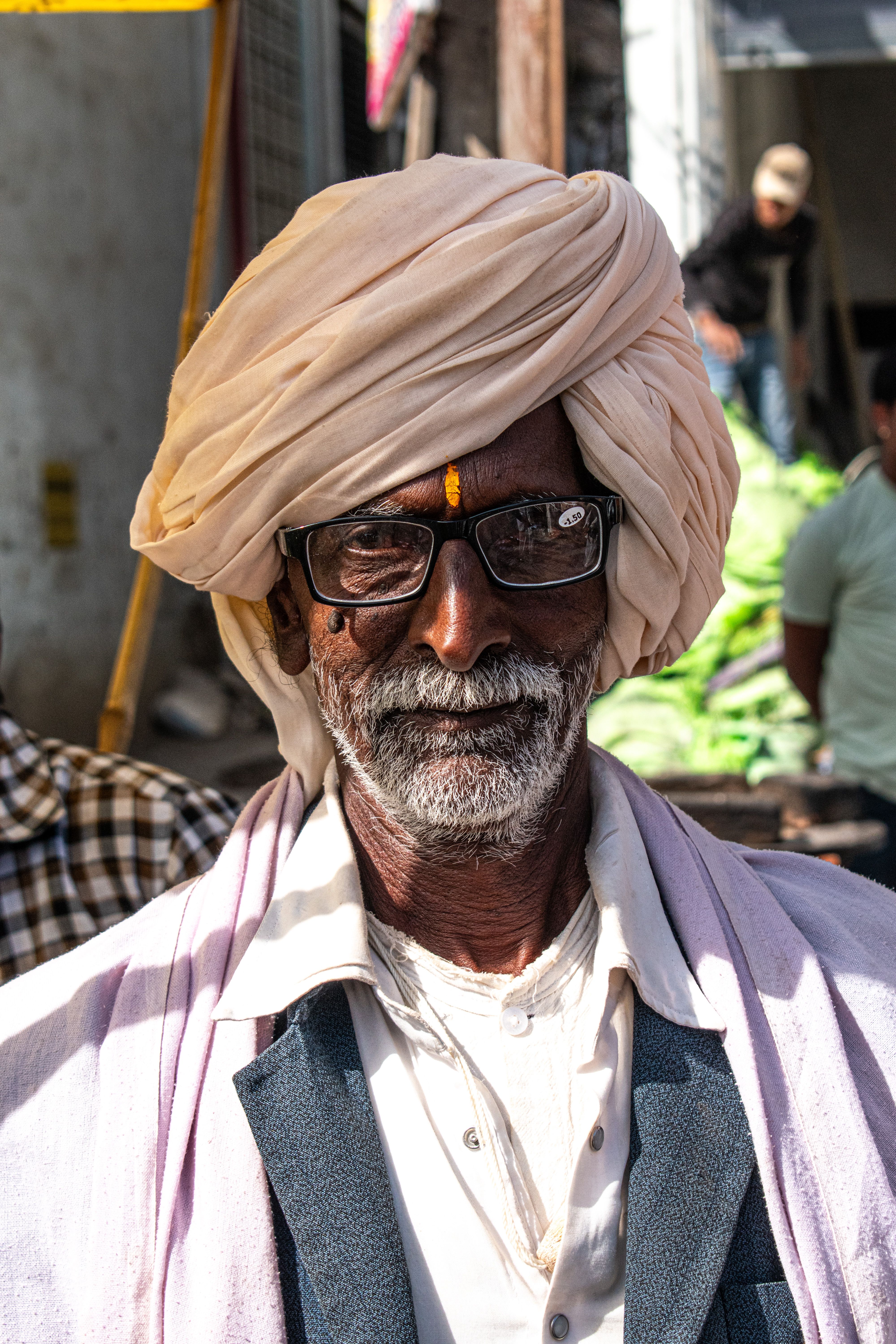 Portrait of Elderly Man with Turban in Market · Free Stock Photo
