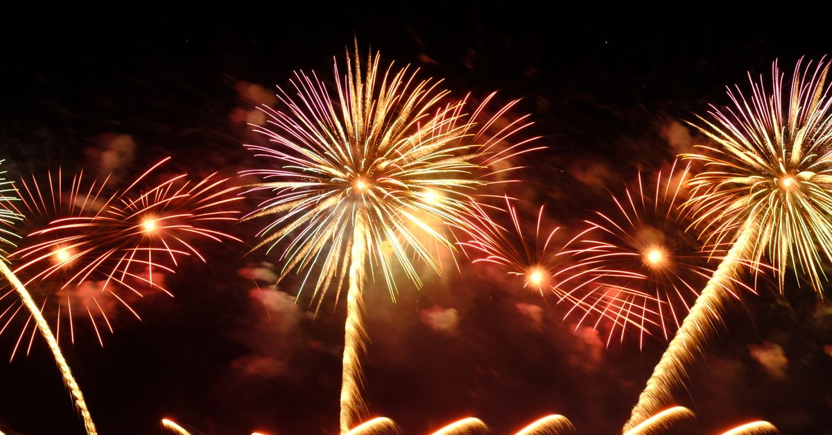 Colorful fireworks explode brilliantly against a dark night sky.