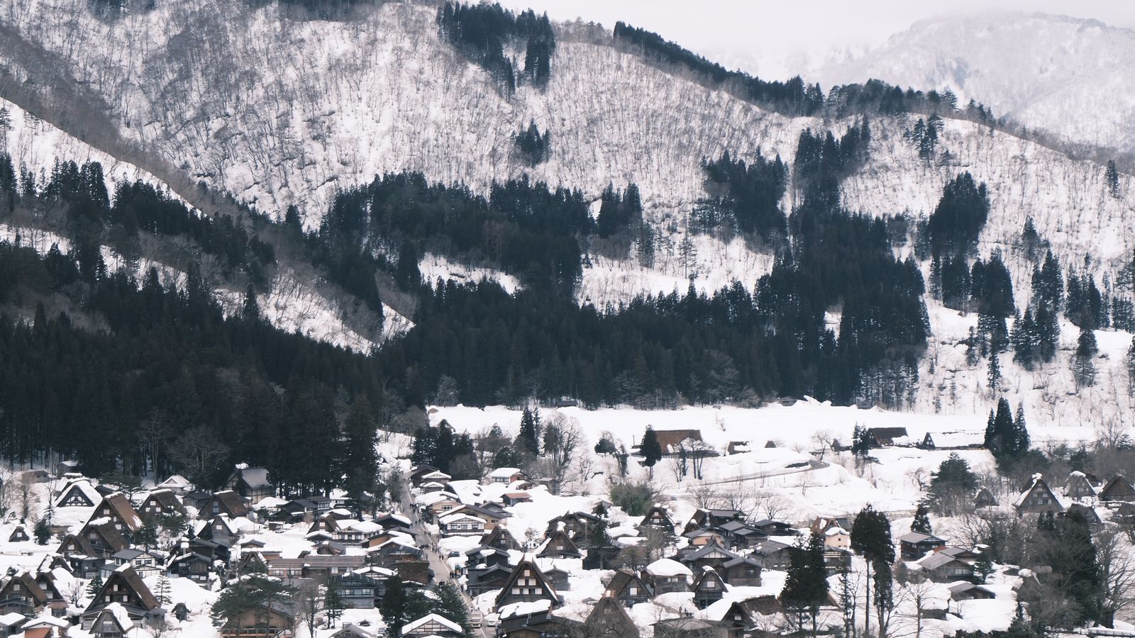 Rumah gassho-zukuri berselimut salju sebagai daya tarik wisata Shirakawago musim dingin Takayama