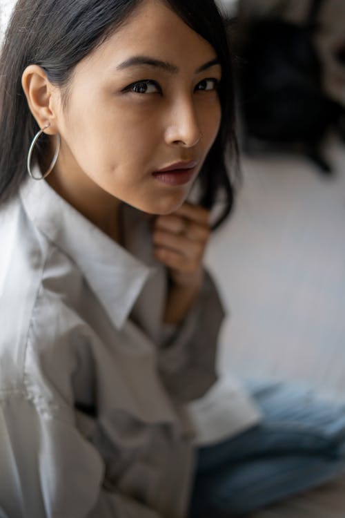 Selective Focus Close-up Photo of Woman Posing