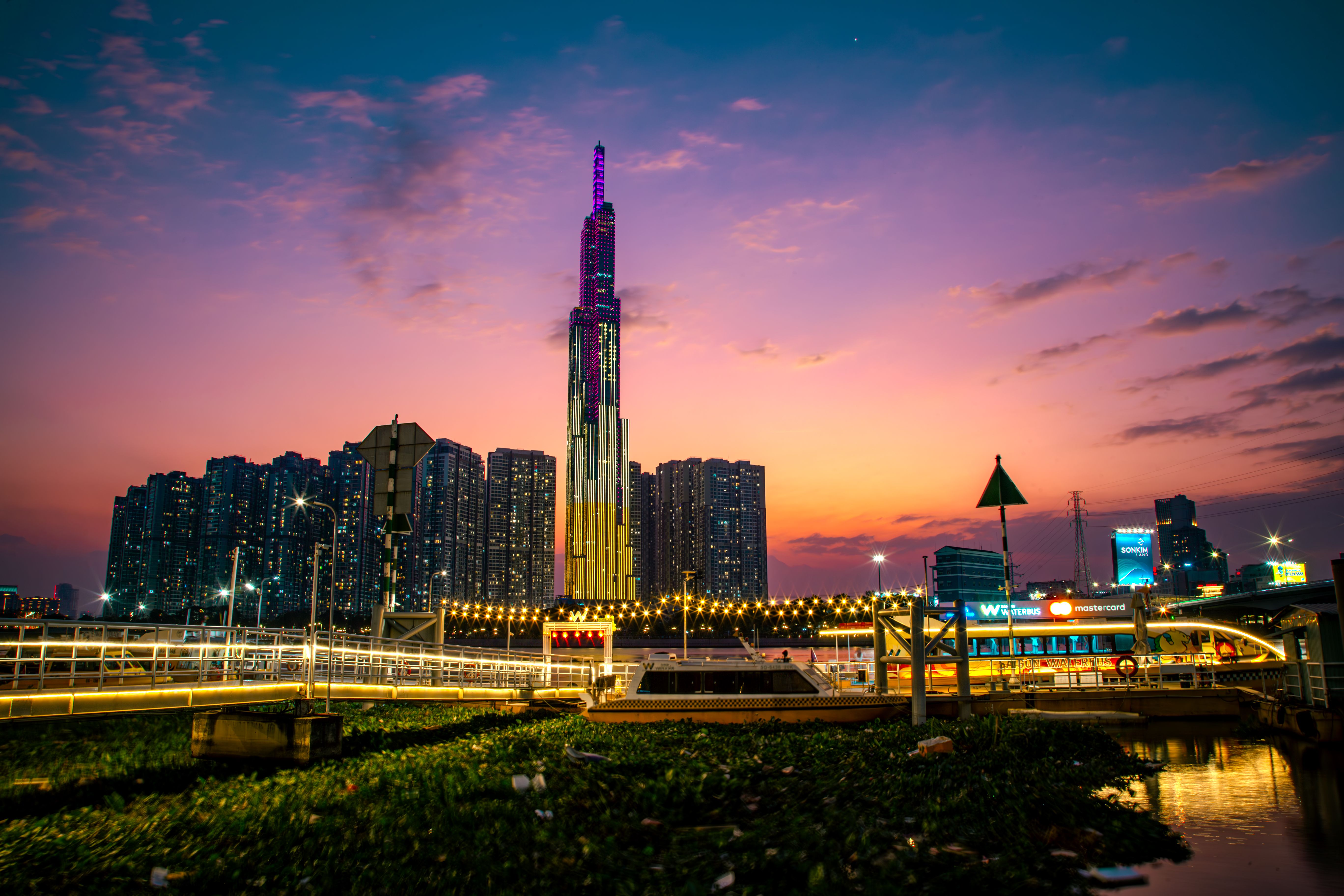 Ho Chi Minh City skyline at sunset with Landmark 81