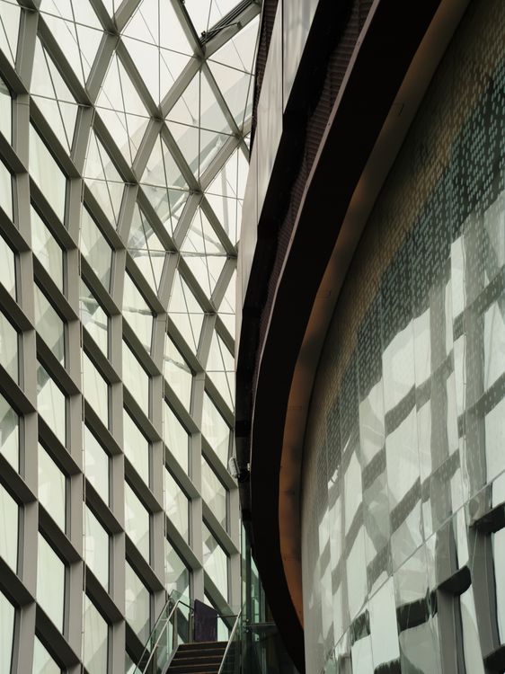 Modern Architectural Interior with Glass Facade · Free Stock Photo