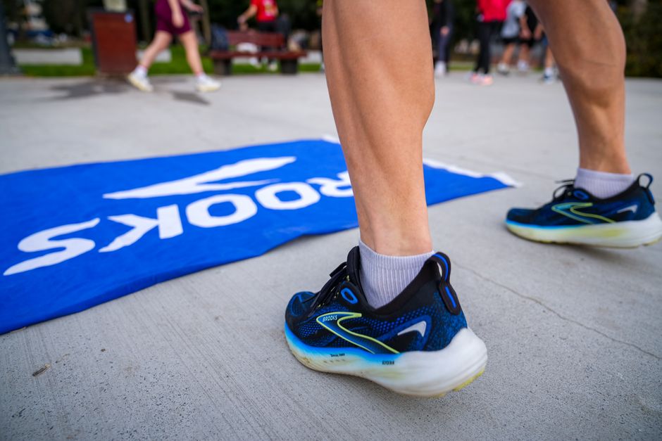 Brooks running shoes displayed with price tag $76 at The Store