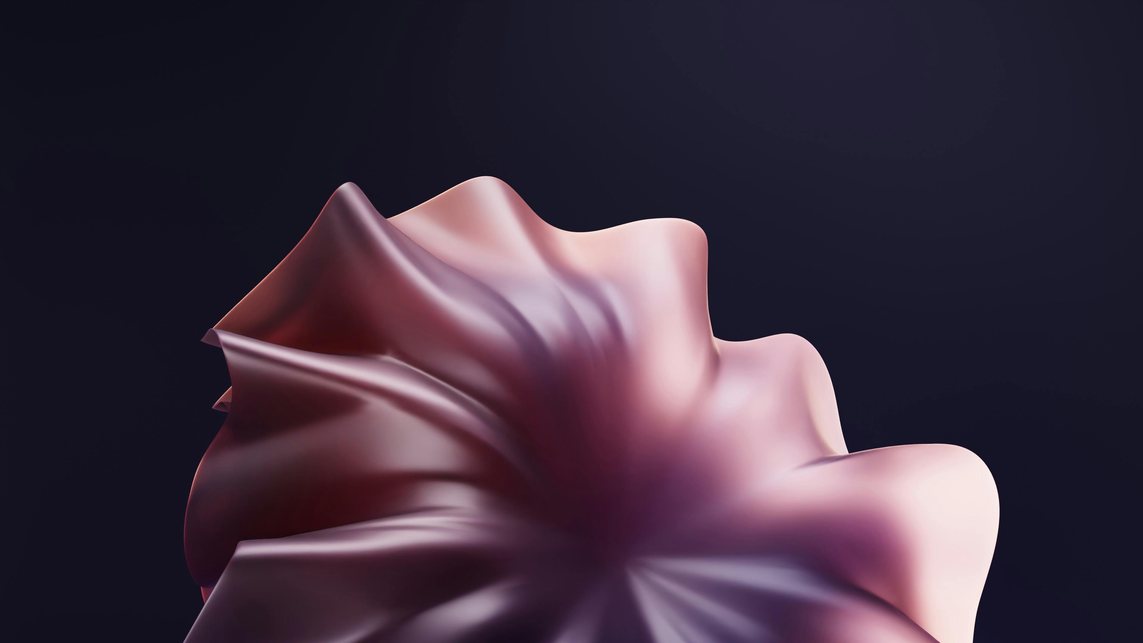 A minimalistic abstract 3D shape resembling a folded fabric with soft lighting.