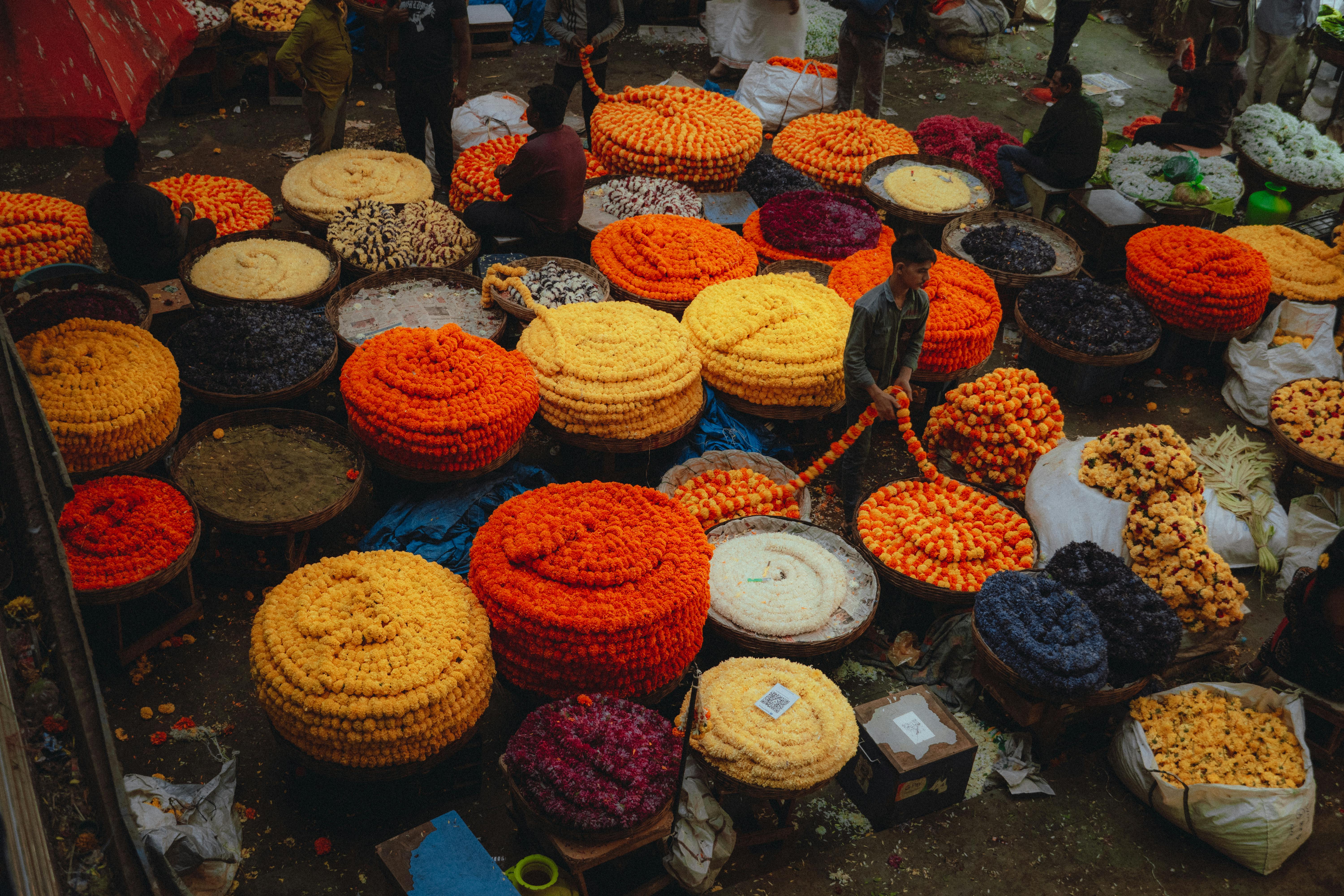 Explore the vibrant colors and cultural richness of Bengaluru's bustling flower market.