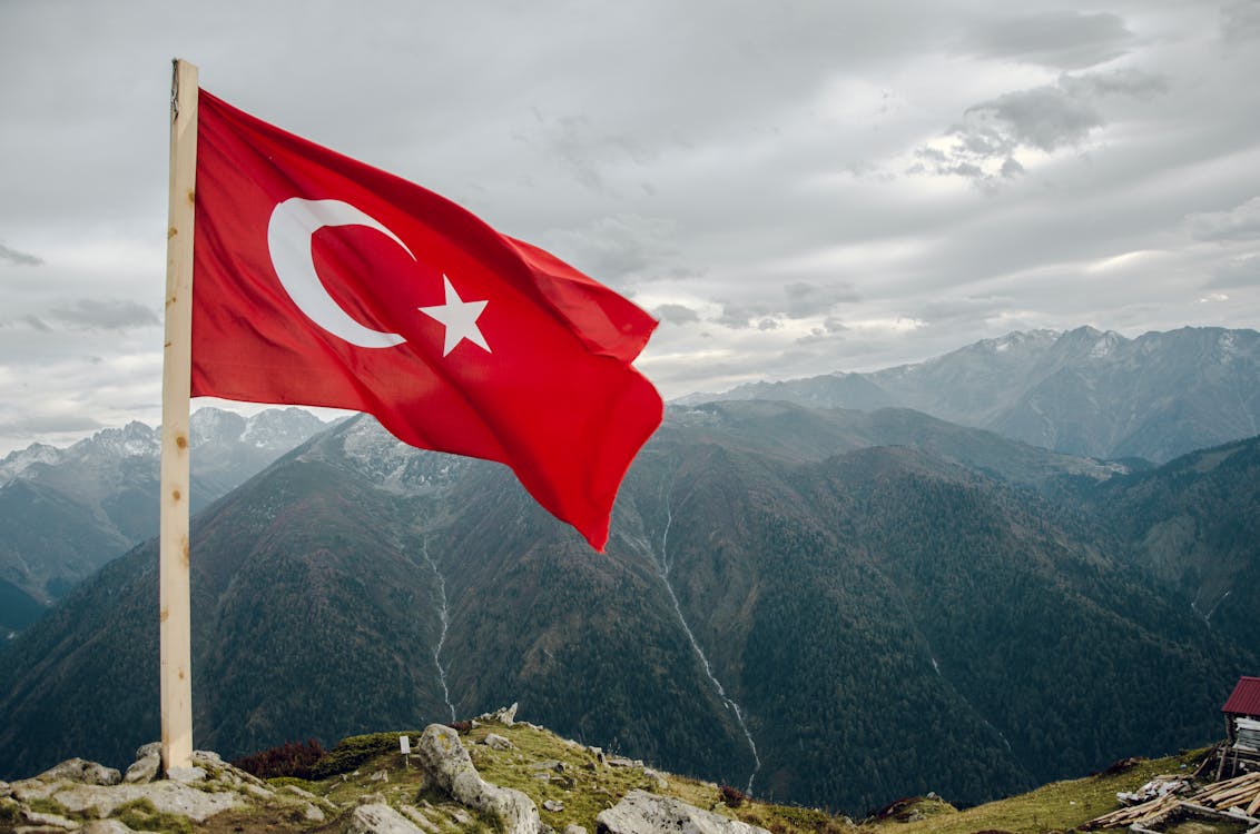 Drapeau Turquie / drapeau Turc monté sur hampe - DOUBLET