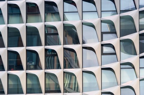 Free Geometric facade detail of modern building in Utrecht, Netherlands. Stock Photo