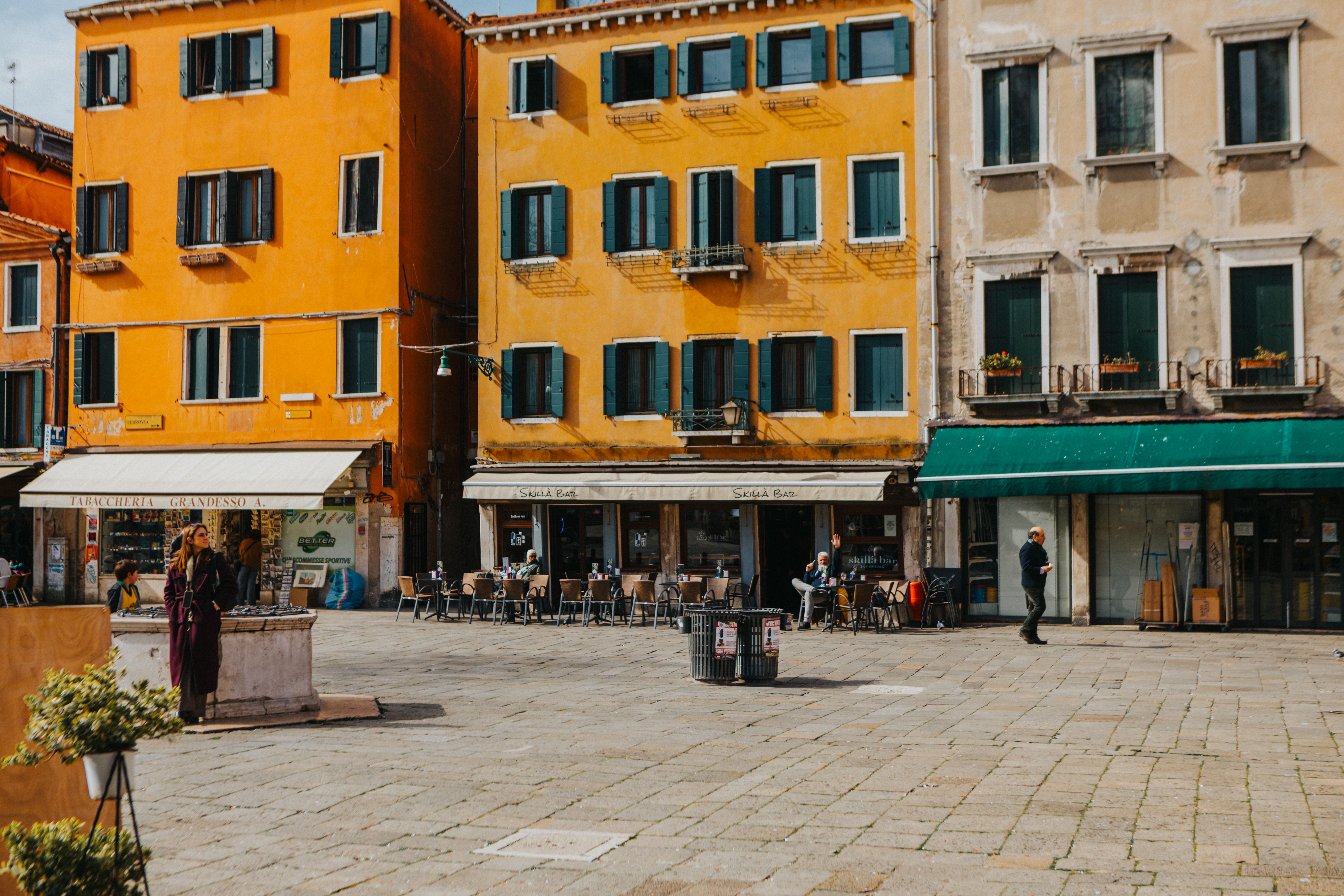 Charming outdoor cafe square