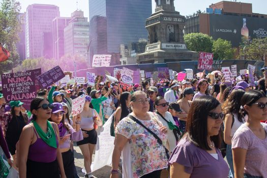 Captivating women's march advocating for equality in Mexico City.