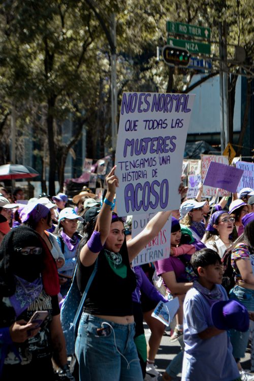 Free A vibrant demonstration supporting women's rights in Mexico City streets. Stock Photo