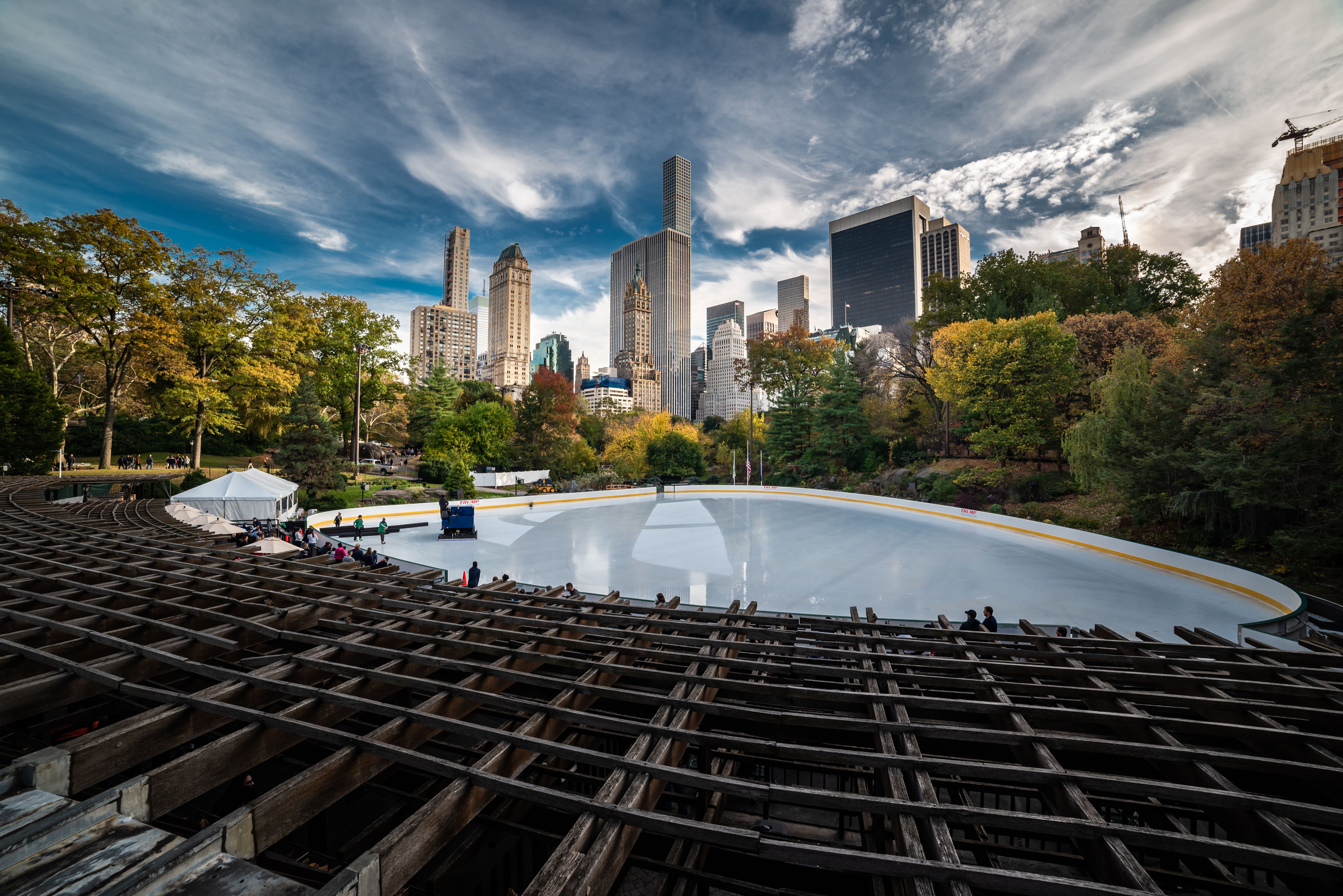 Central Park Ice Rink with Manhattan Skyline · Free Stock Photo